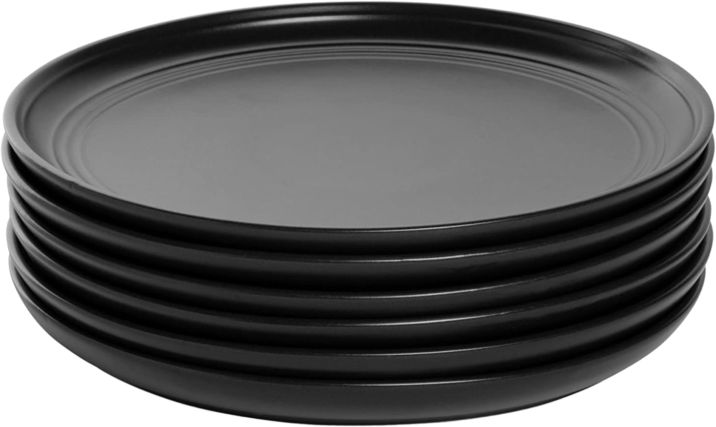 Double Line – Plato de ensalada de 8.25 pulgadas, juego de 6, negro mate