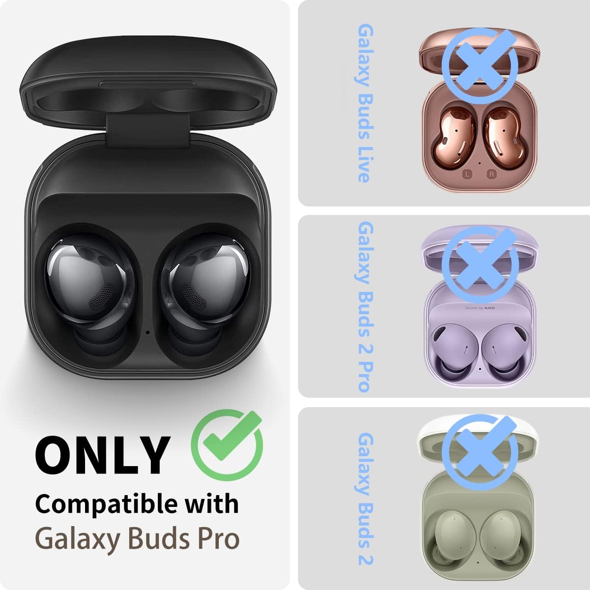 Woocon Galaxy Buds Pro – Correa de silicona suave para deportes, correa antipérdida, accesorios especiales de diseño de textura antideslizante, solo