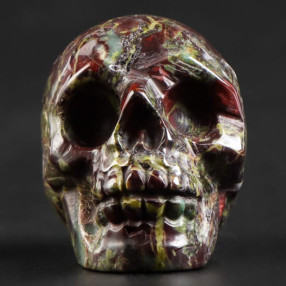 Artistone Figura decorativa de calavera de dragón de 2.0 pulgadas, decoración de calavera de Halloween, cristales y piedras curativas, estatua