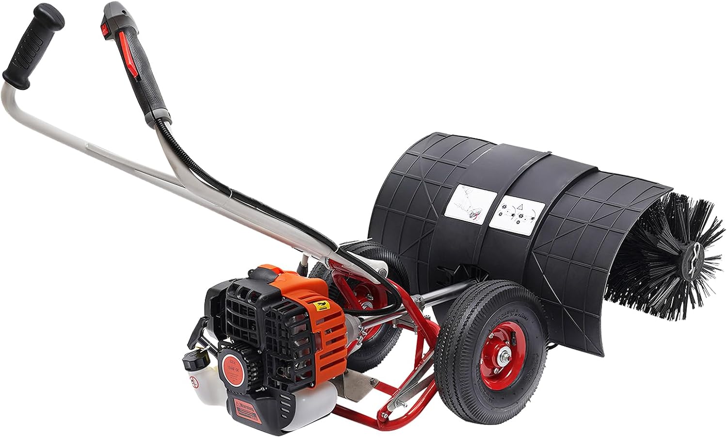 Escoba barredora de limpieza de doble mango de 52 cc, 2.5 HP para caminar detrás de la nieve, motor de gas, barredora de nieve de mano, escoba,
