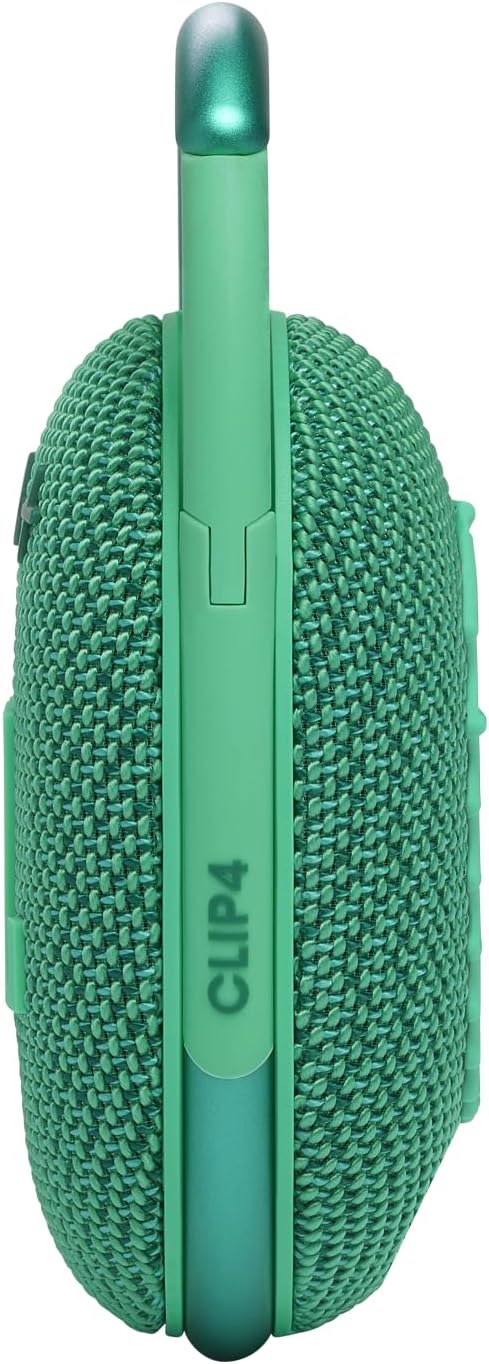 JBL Clip 4 Eco – Altavoz Bluetooth ultraportátil impermeable y a prueba de polvo, audio grande y graves impactantes, fabricado con un 90% de
