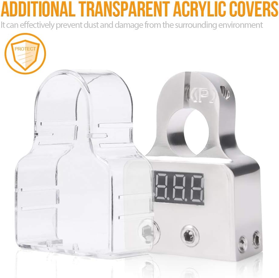 Conectores de terminal de batería de automóvil con voltímetro  048 AWG positivo negativo abrazadera de poste de batería y cuñas para automóvil,