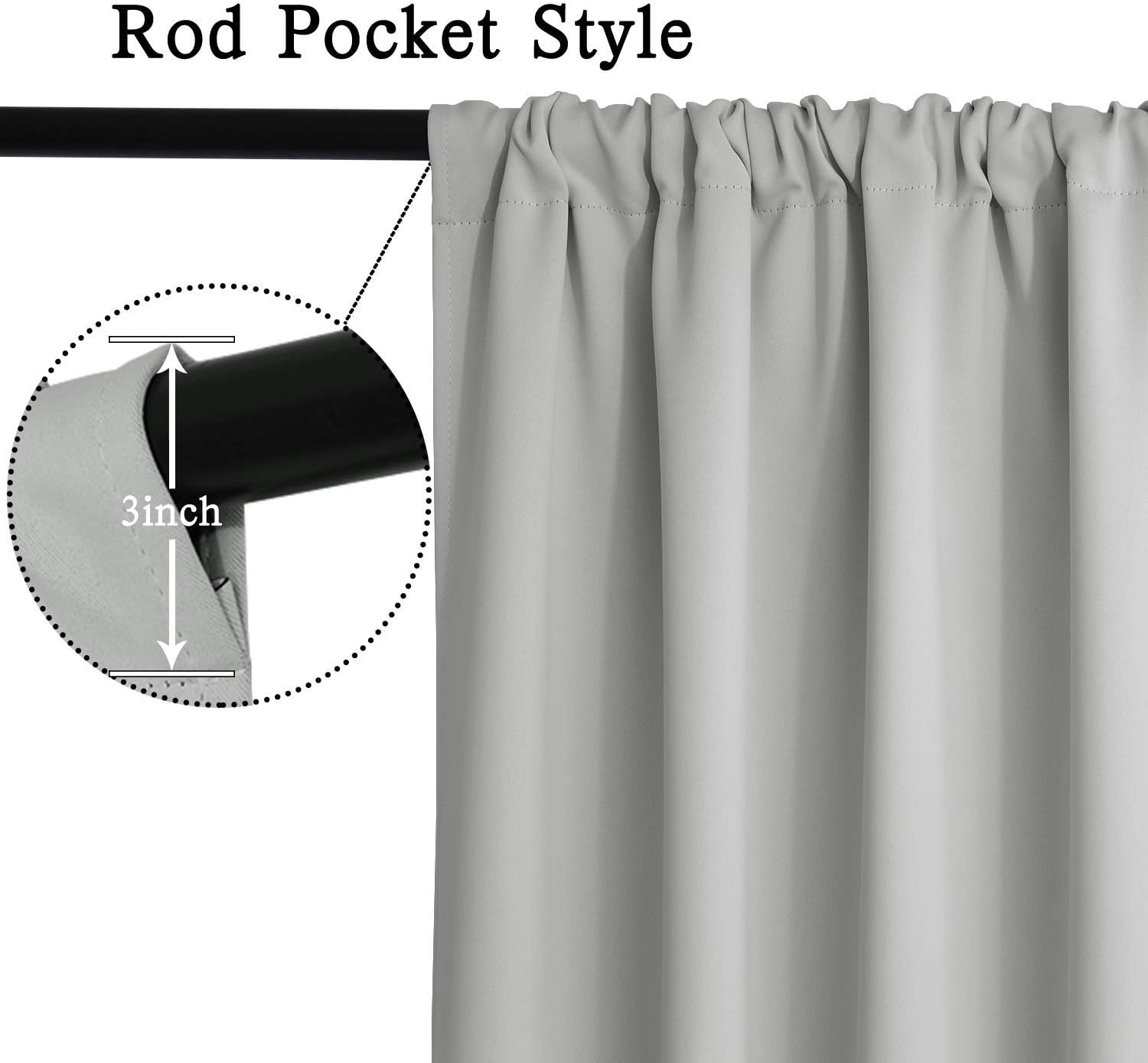 Yakamok – Cortinas opacas con aislamiento térmico y hueco para la barra, dos paneles de cortinas para oscurecer la habitación