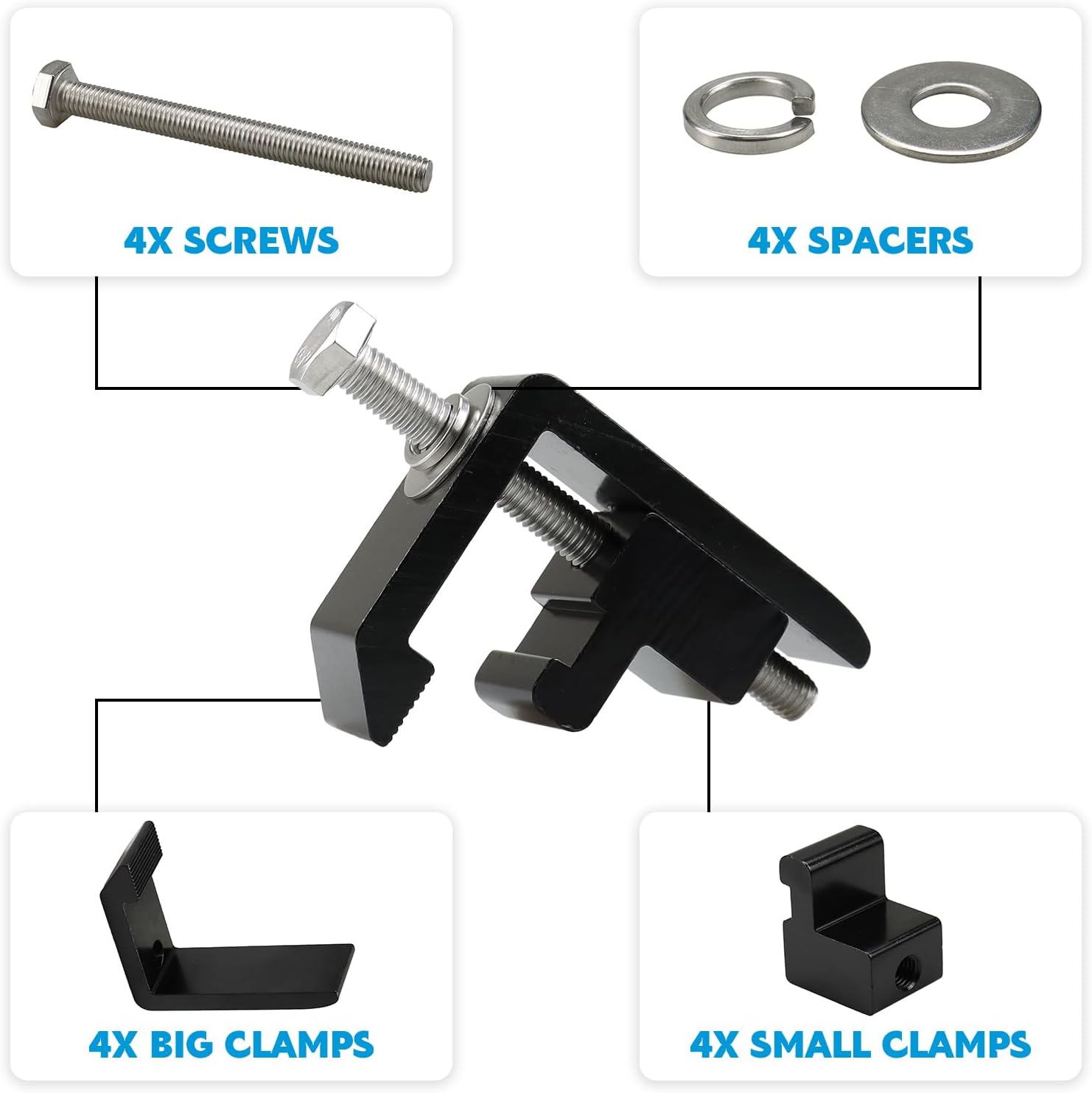 Abrazaderas de montaje para sistema de riel utilitario para Toyota Tacoma 2005+ Tundra 2007+ tapas de camioneta, abrazaderas de aluminio resistente