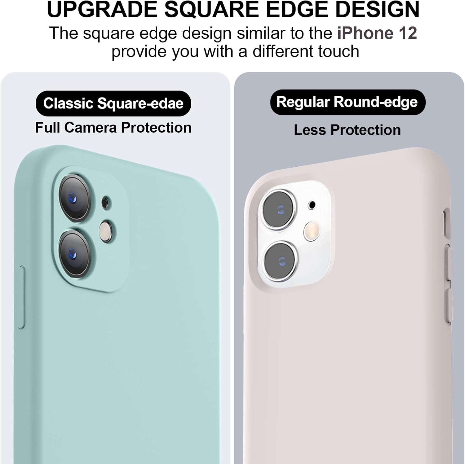 Vooii Compatible con iPhone 11, silicona líquida mejorada con bordes cuadrados, protección de la cámara, forro de microfibra antiarañazos suave,
