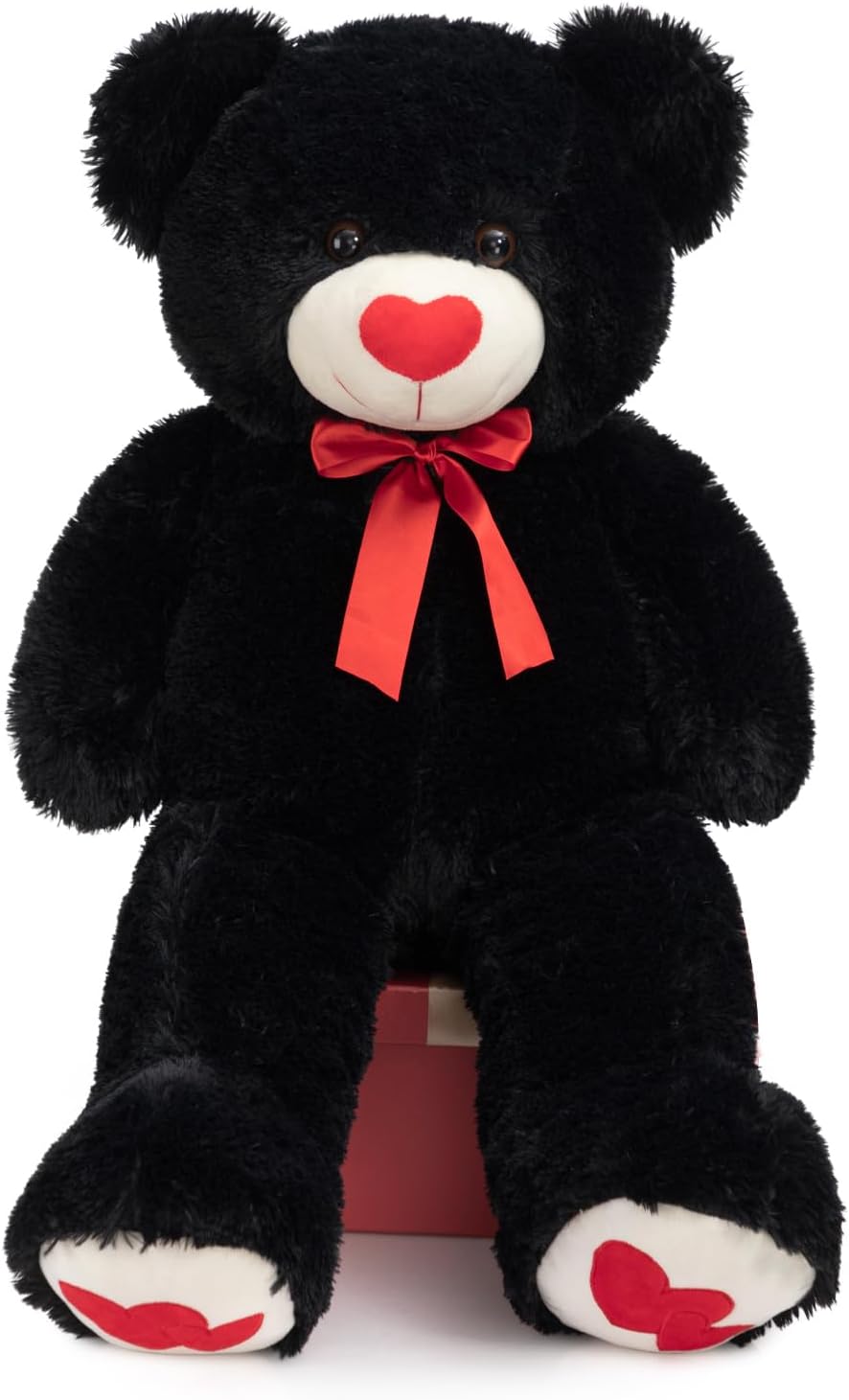 HollyHOME Oso de peluche grande con corazón rojo para novia y niños, día de San Valentín, 36 pulgadas, color negro