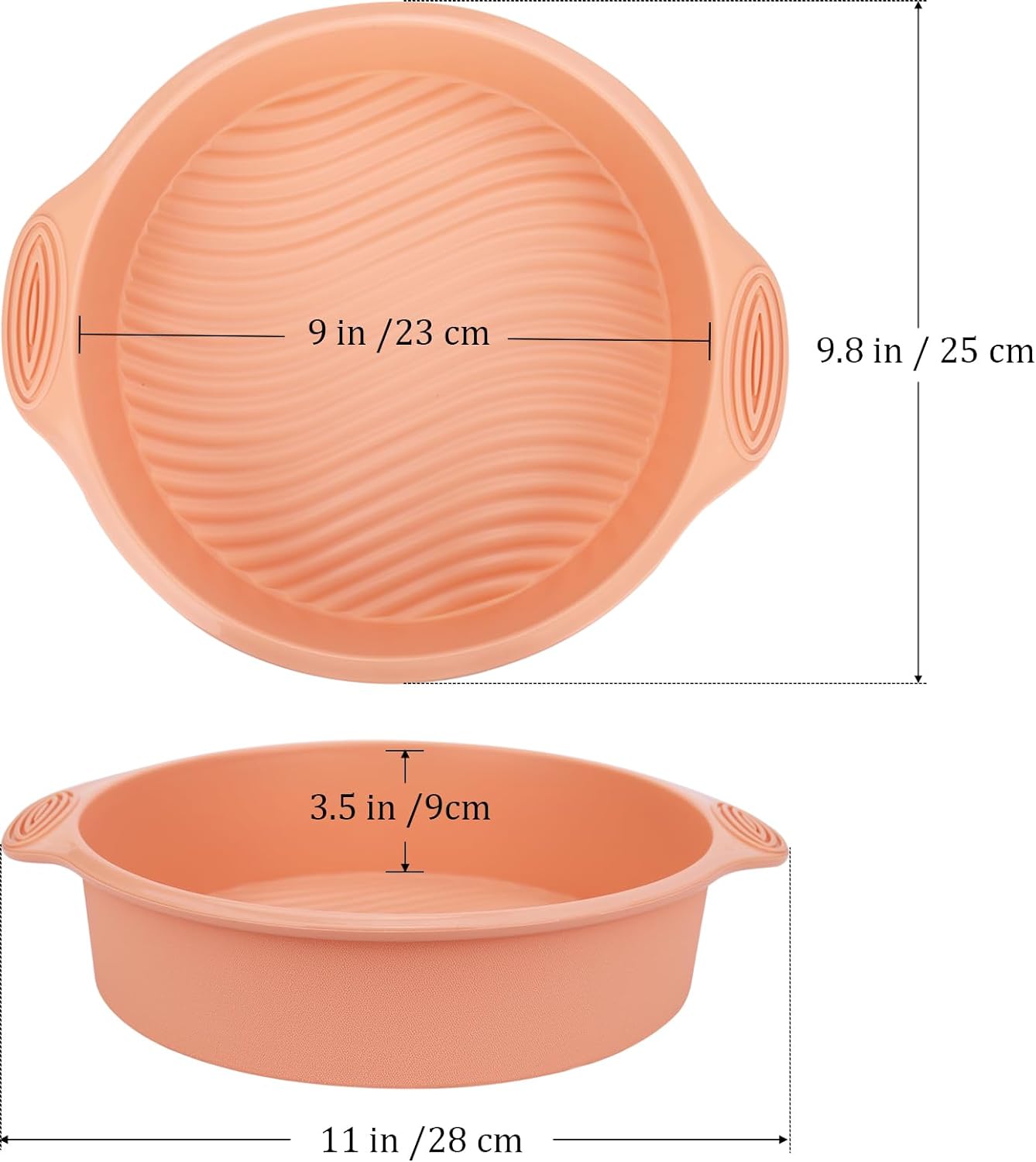 Baocuan Molde redondo de silicona de 9 pulgadas, molde antiadherente para hornear pasteles, pizza, pan y más grado alimenticio y libre de BPA, juego