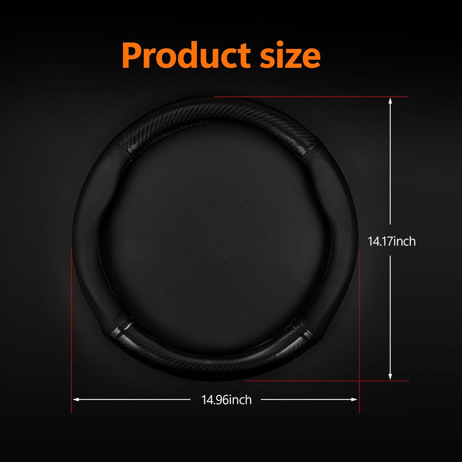 Paquete de 1 funda transpirable para volante de automóvil, resistente al desgaste, protector de volante antideslizante de fibra de carbono, juego