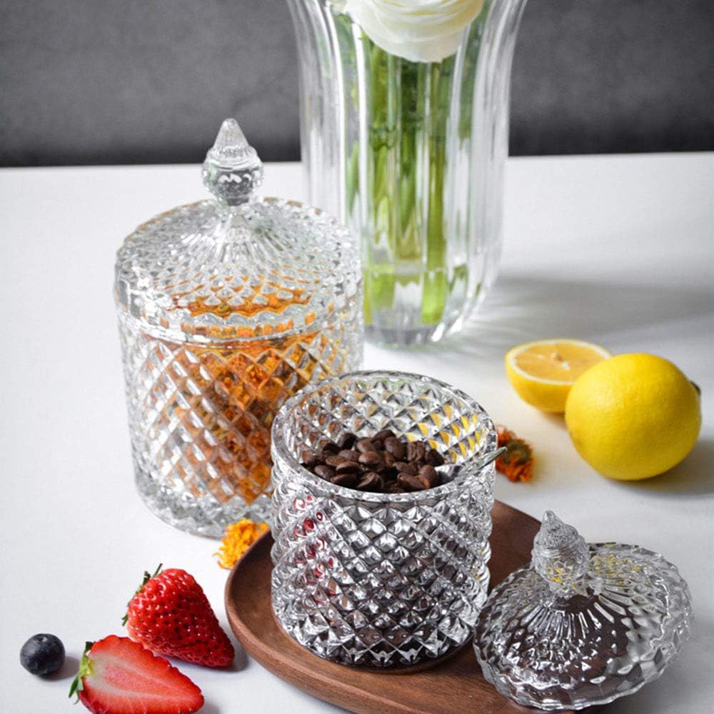 Tarros de cristal con tapas, coloridos platos de almacenamiento de caramelosazucarero, contenedor de vidrio para decoración del hogar, caja de bolas