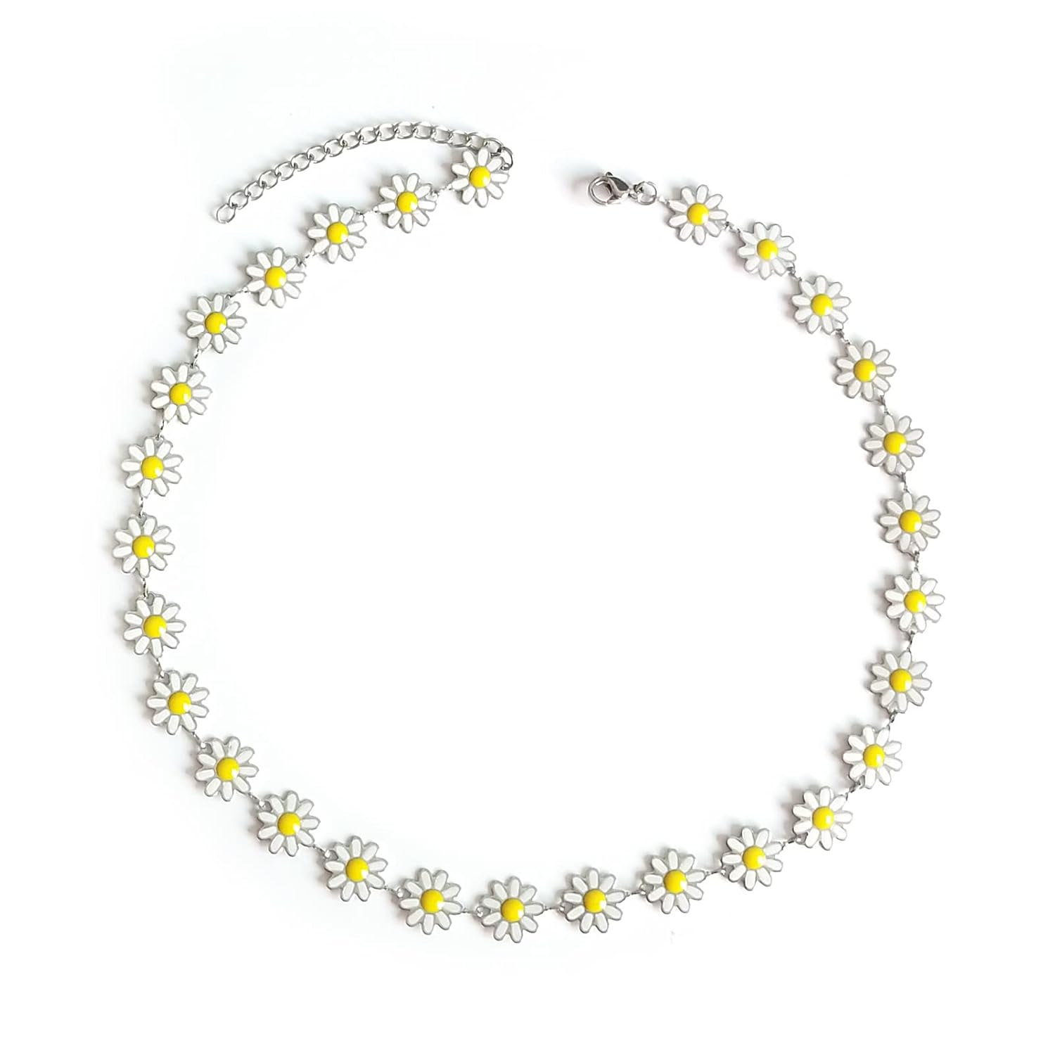 Cute Daisy Flower Necklace Fashion Jewelry For Women Chrysanthemum Choker Bohemian Enamel Sunflower Neck Jewelry For Women Girls 14 (Necklace)