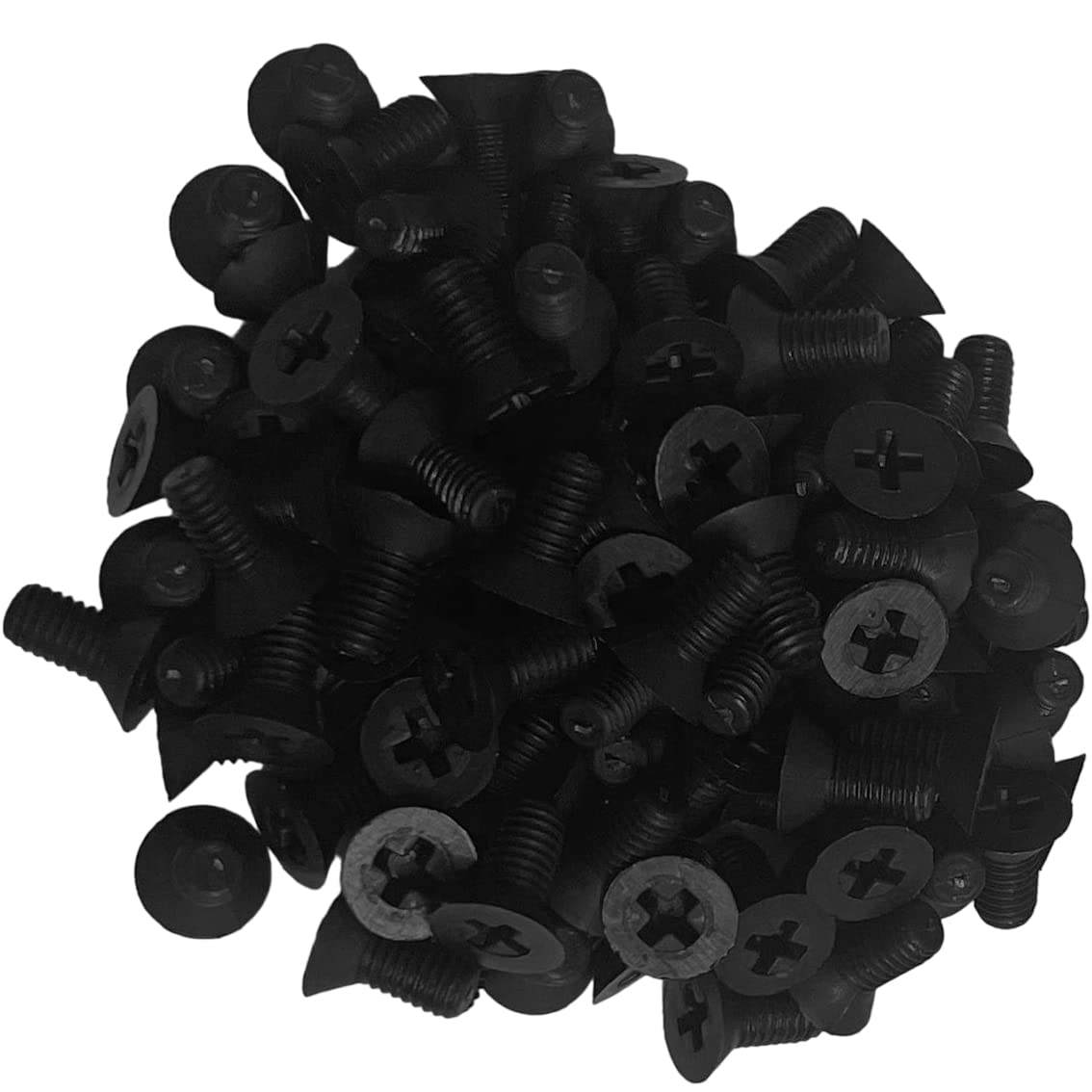 NACX Tornillos Phillips de cabeza plana de nailon M5 x 0.394 in Tornillos de máquina avellanados negros, 100 unidades