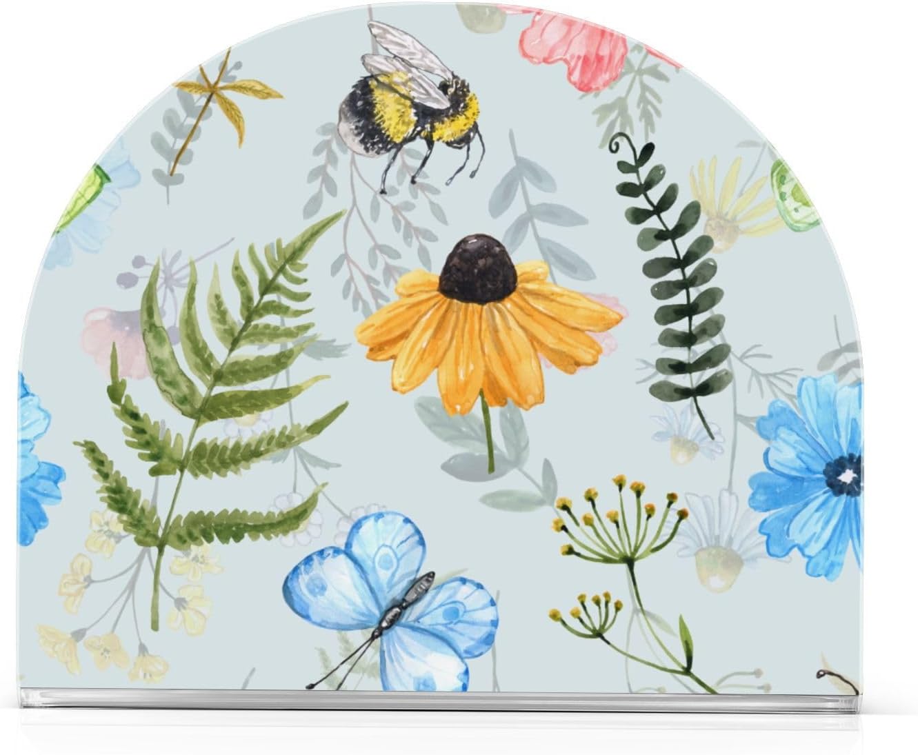 Napkin Holder Wildflowers Butterfly Napkin Holders for Tables, Clear Acrylic Napkin Holders Cocktail Napkin Holder for Kitchen Restaurant Bar Home