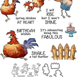 Juego de sellos transparentes de pollo y troqueles de corte de metal con caja de plástico para hacer tarjetas, álbumes de manualidades, suministros Juego de sellos transparentes de pollo y troqueles de corte de metal con caja de plástico para hacer tarjetas, álbumes de manualidades, suministros