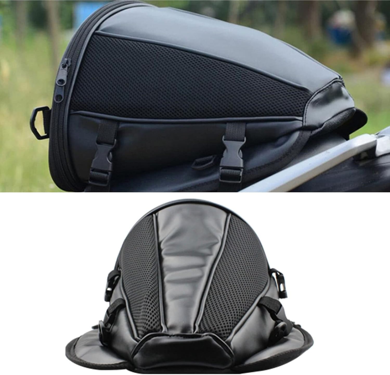 Bolsa de motocicleta de diseño único, bolsa de cola de motor antideslizante de gran capacidad, bolsas de sillín ligeras impermeables de PU, para