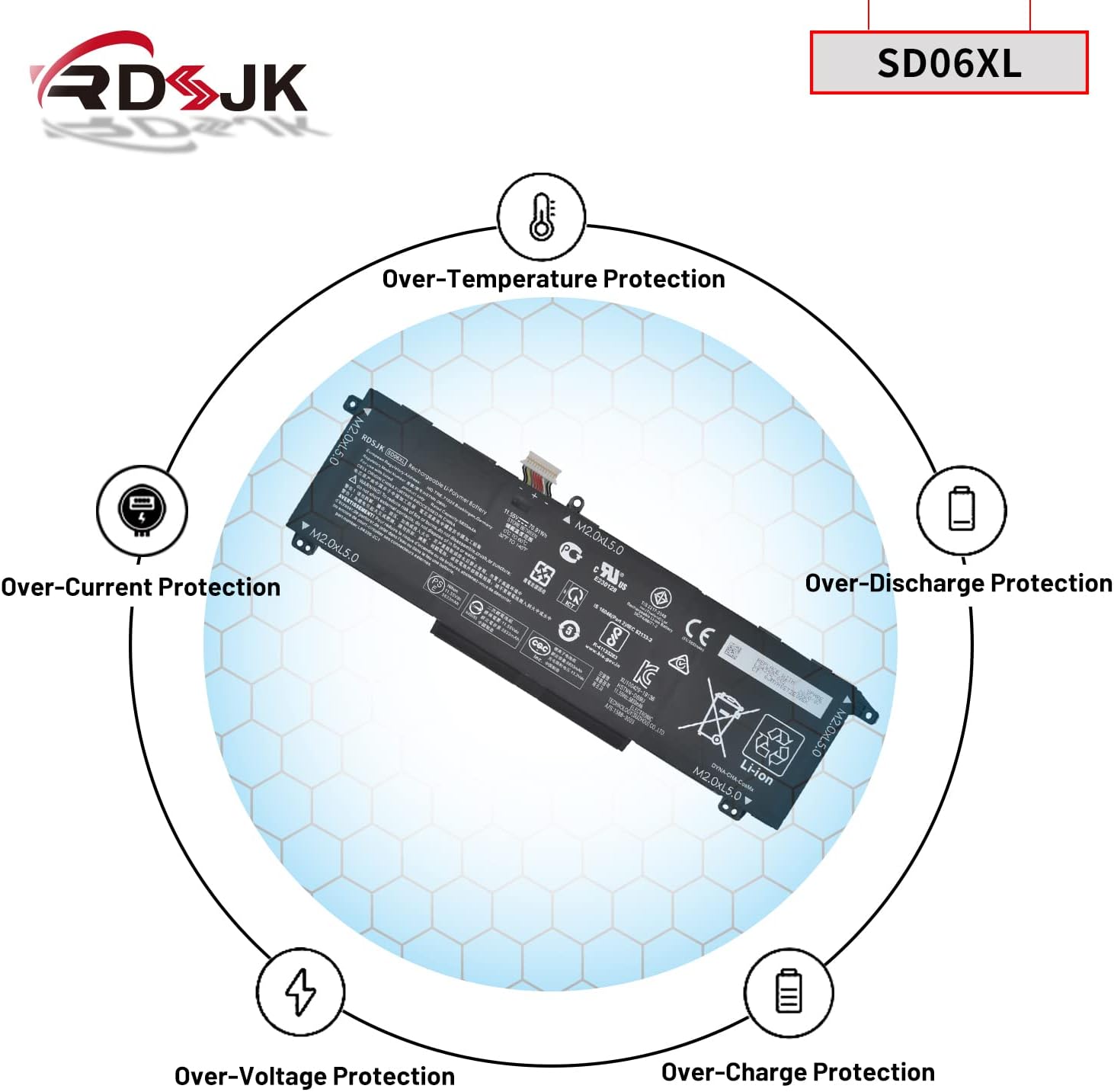 SD06XL – Batería para portátil HP Omen 15-EK 15-EK0000 15-EN 15-EN0000 15-EK0051TX 15-EK0009TX 15-EN0029NR 15-EN0036NR Series SD06070XL HSTNN-DB9U