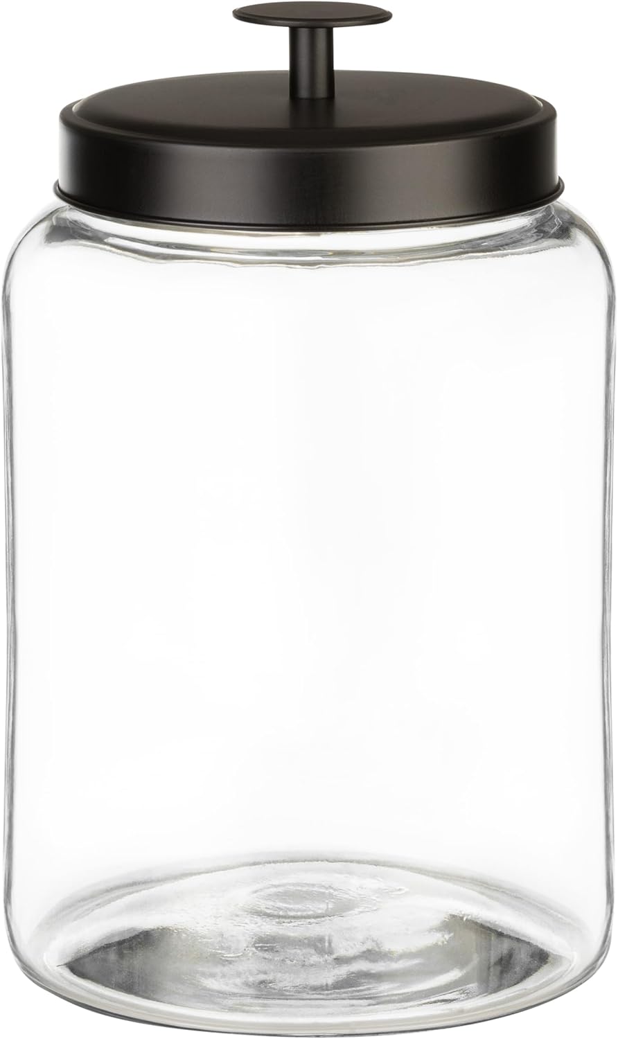 Tarro de cristal para galletas de 1 galón con tapas de metal negro mate, recipiente hermético de almacenamiento, ideal para alimentos, golosinas,
