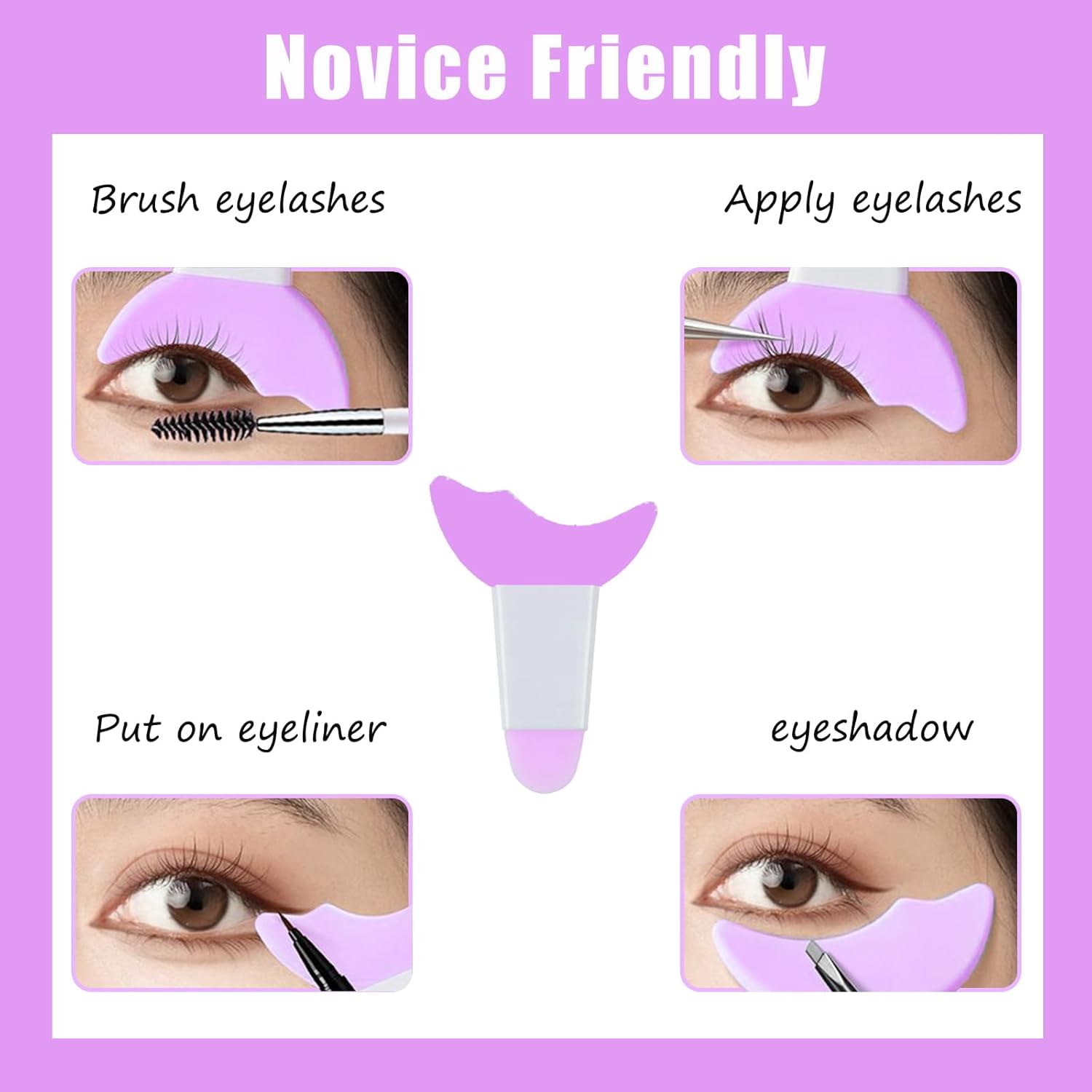 4 plantillas de delineador de ojos reutilizables de silicona, aplicadores de sombra de ojos, protectores de rímel, delineador de ojos, aplicador de
