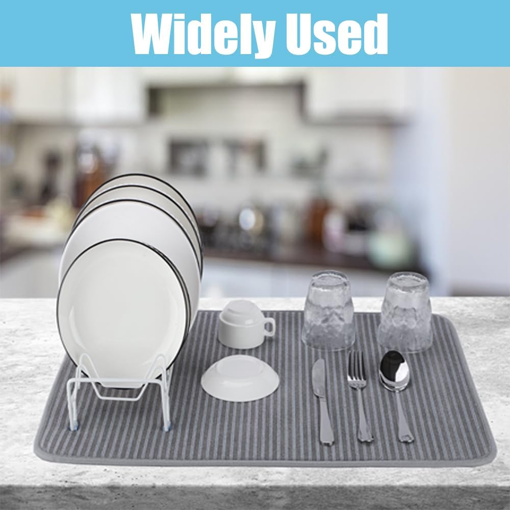 Tapete para secar platos para encimera de cocina, paquete de 2 unidades, 24 x 17 pulgadas, tapete escurridor de platos de microfibra de 24 x 17
