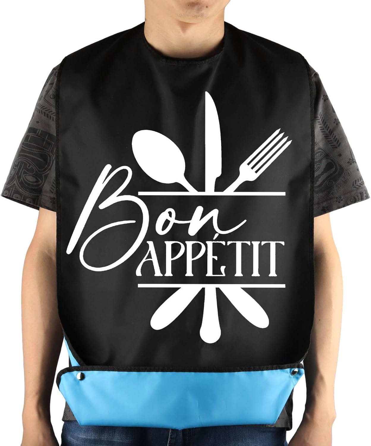 Foodie – Baberos para adultos con atrapador de migas, bromas de mordaza, babero, regalo ajustable, protectores de ropa para comer para adultos