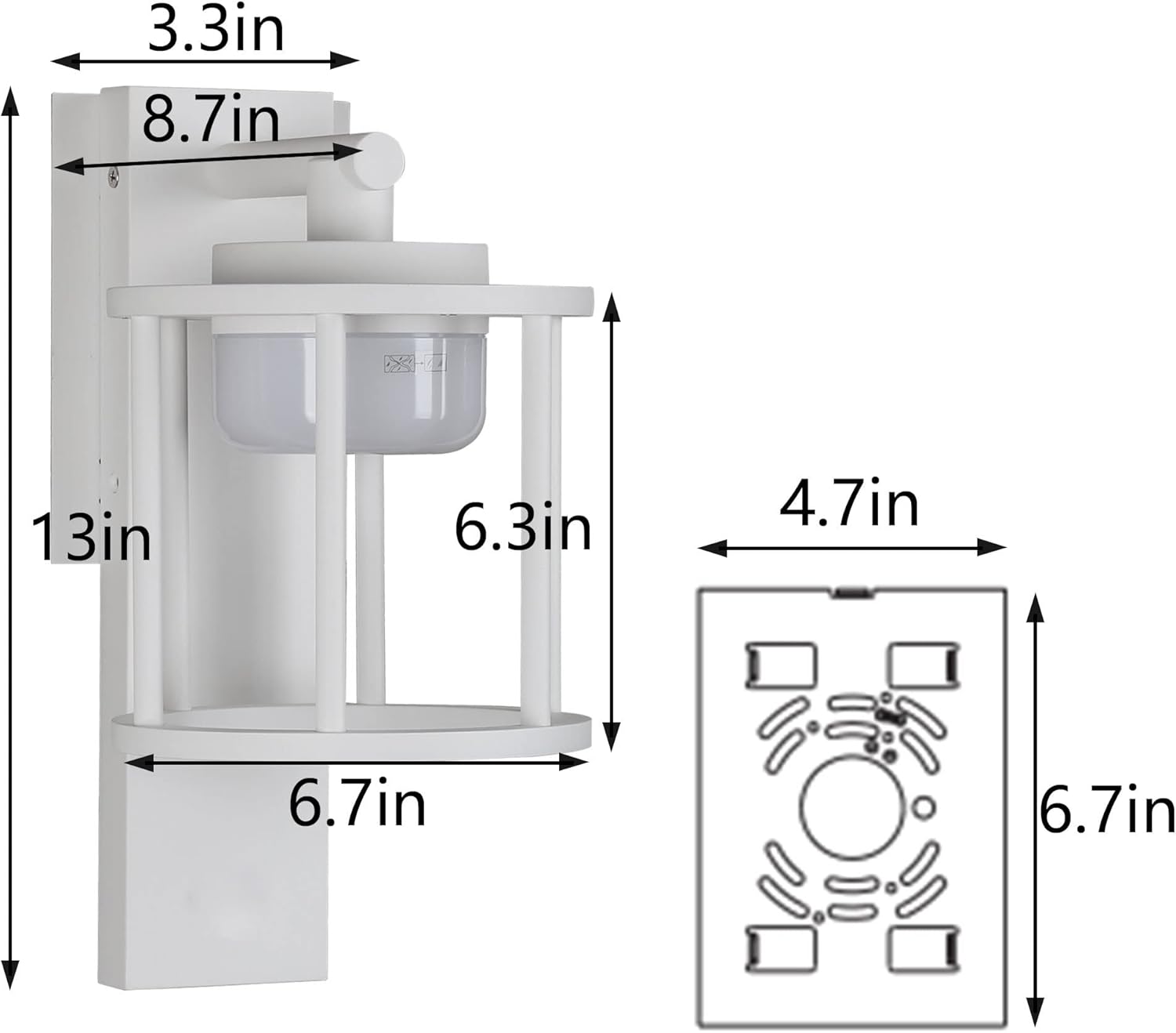 Lustrlach Farol de pared al aire libre blanco para porche exterior con bombilla LED GX53, aplique redondo de montaje en pared para casa, garaje,
