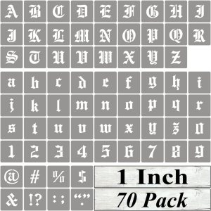 Plantillas de letras del alfabeto de 1 pulgada para pintar, paquete de 70 plantillas de letras en inglés antiguo con números y letreros para pintar Plantillas de letras del alfabeto de 1 pulgada para pintar, paquete de 70 plantillas de letras en inglés antiguo con números y letreros para pintar