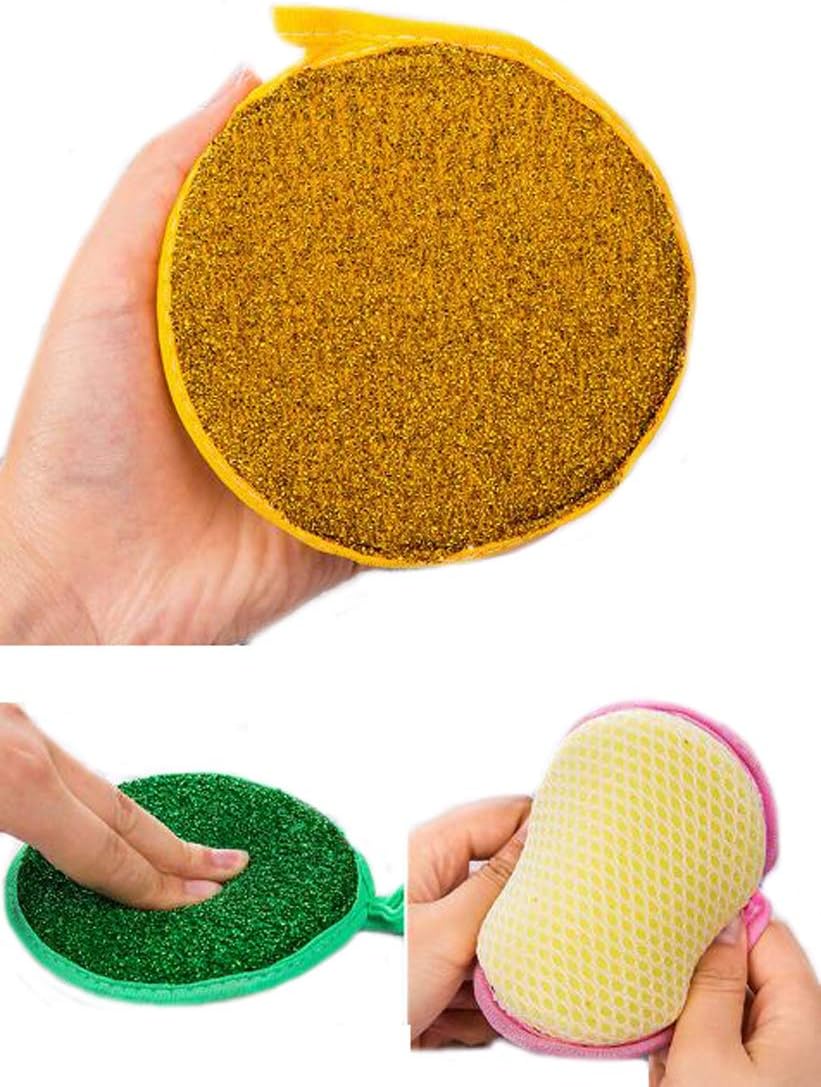 10 unidades de forma redonda de doble cara metálica esponja esponja limpiador de platos bolas de limpieza