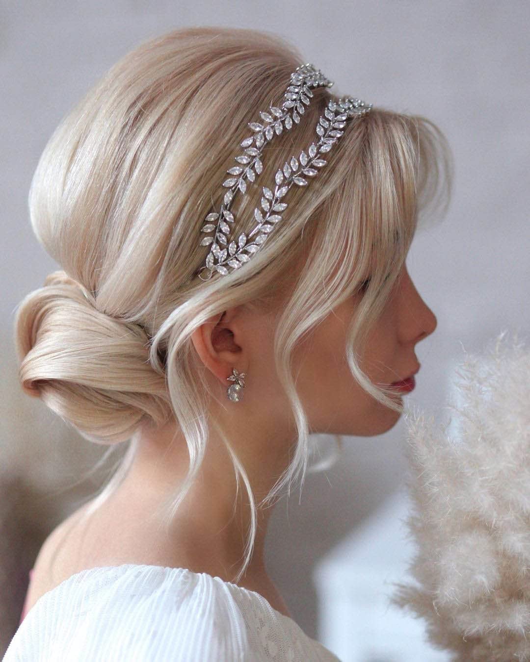 Jorsnovs Tocado de boda para novia hecho a mano con circonita cúbica transparente, accesorios para el cabello para mujer