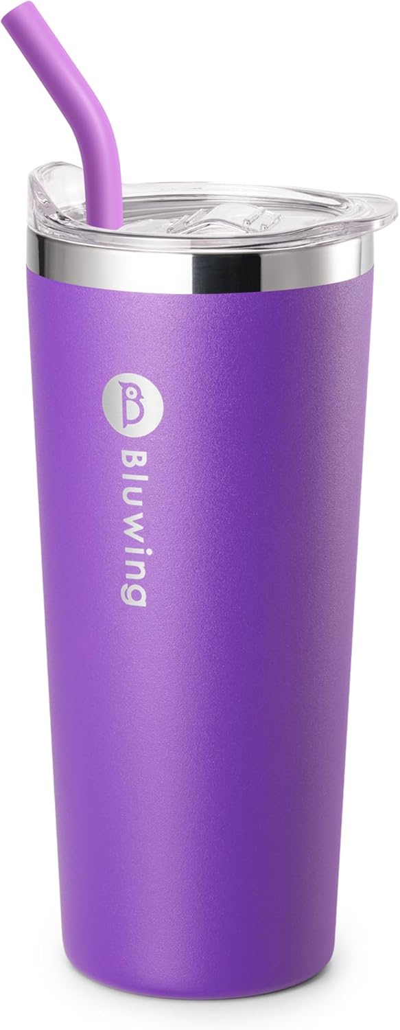 Vaso de café aislado con pajilla, 24 oz, a prueba de derrames, taza de café de viaje con tapa, vaso de café de acero inoxidable aislado al vacío