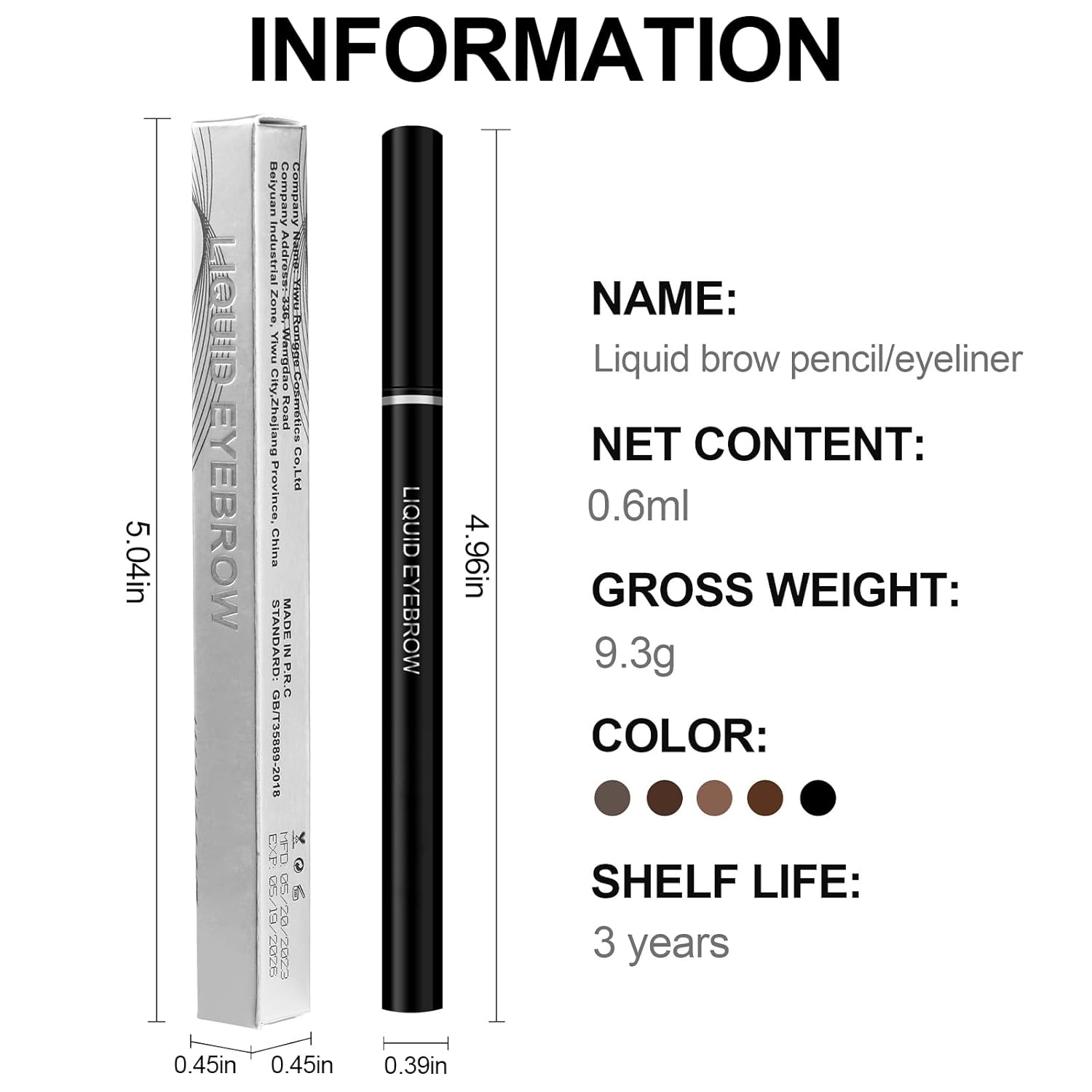 2 unids Ultrafino Impermeable Delineador de ojos Líquido Lápiz de Cejas Larga Duración a prueba de manchas de secado rápido Delineador de ojos 2 en