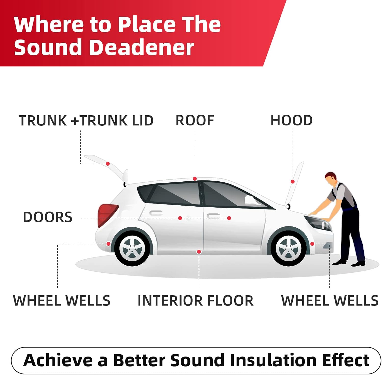 Paquete de rollo de 157 mil 6qft, amortiguador de sonido universal para automóviles, amortiguamiento de sonido automático, material de amortiguación