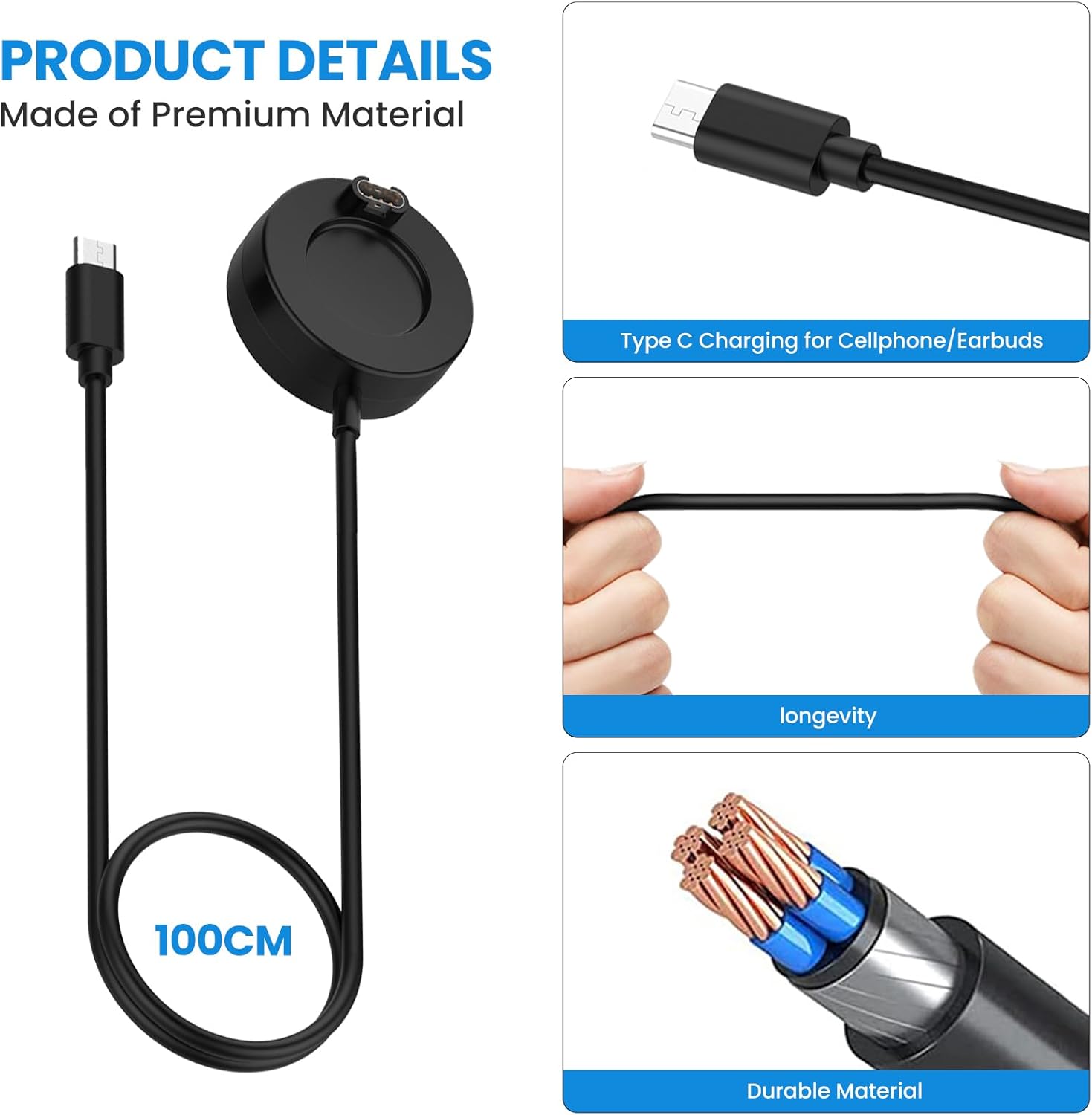 Paquete de 2 cargadores USB tipo C diseñados para Garmin Epix Gen 2 ProEpix Gen 2Epix ProD2 Air X10, estación de carga portátil, cable de carga