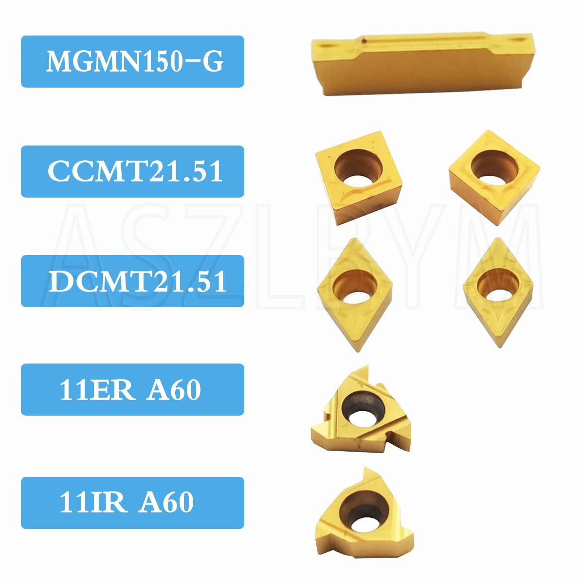 ASZLBYM 38″ 10mm Shank Indexable Carbide Lathe Turning Tool Holder Set Cutting Tools for Turning Grooving Threading Boring Bar with Carbide Turning
