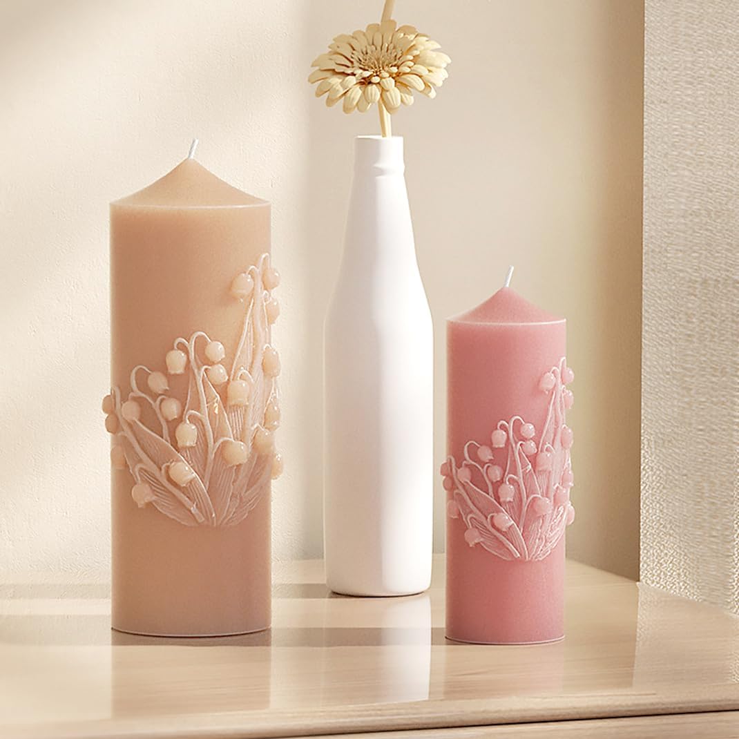 2 moldes de silicona para velas, cilindros con flores, moldes de resina de silicona de cristal para fundición de resina epoxi UV, manualidades,