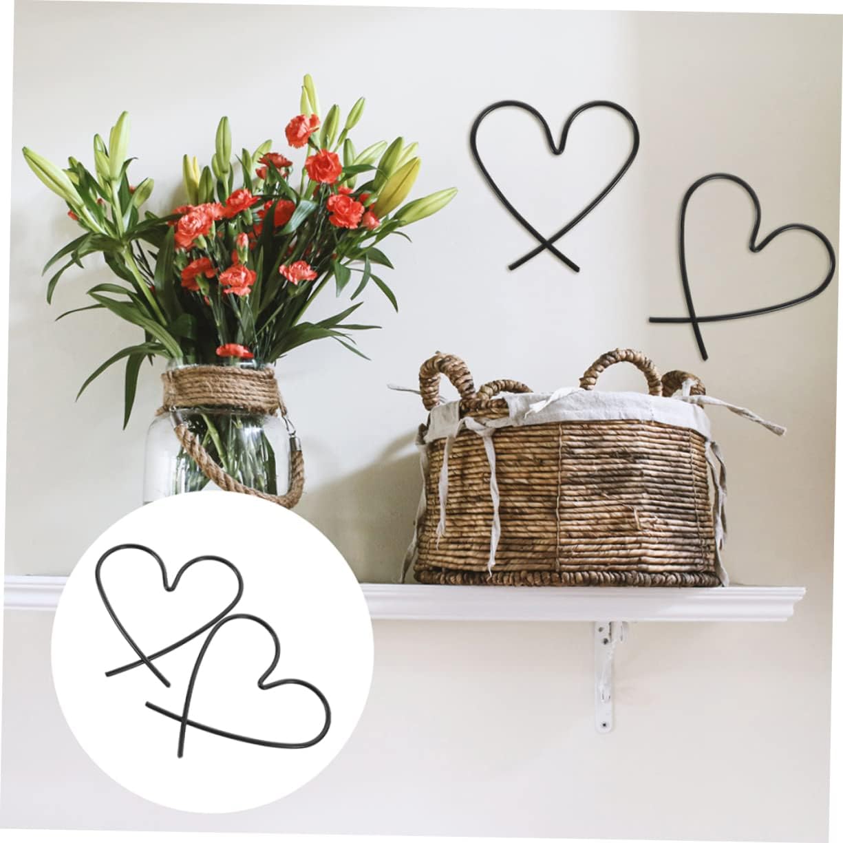 Beavorty Colgante de corazón de línea de 3 piezas, decoración al aire libre, decoración del hogar, decoración de corazón, placas de corazón,