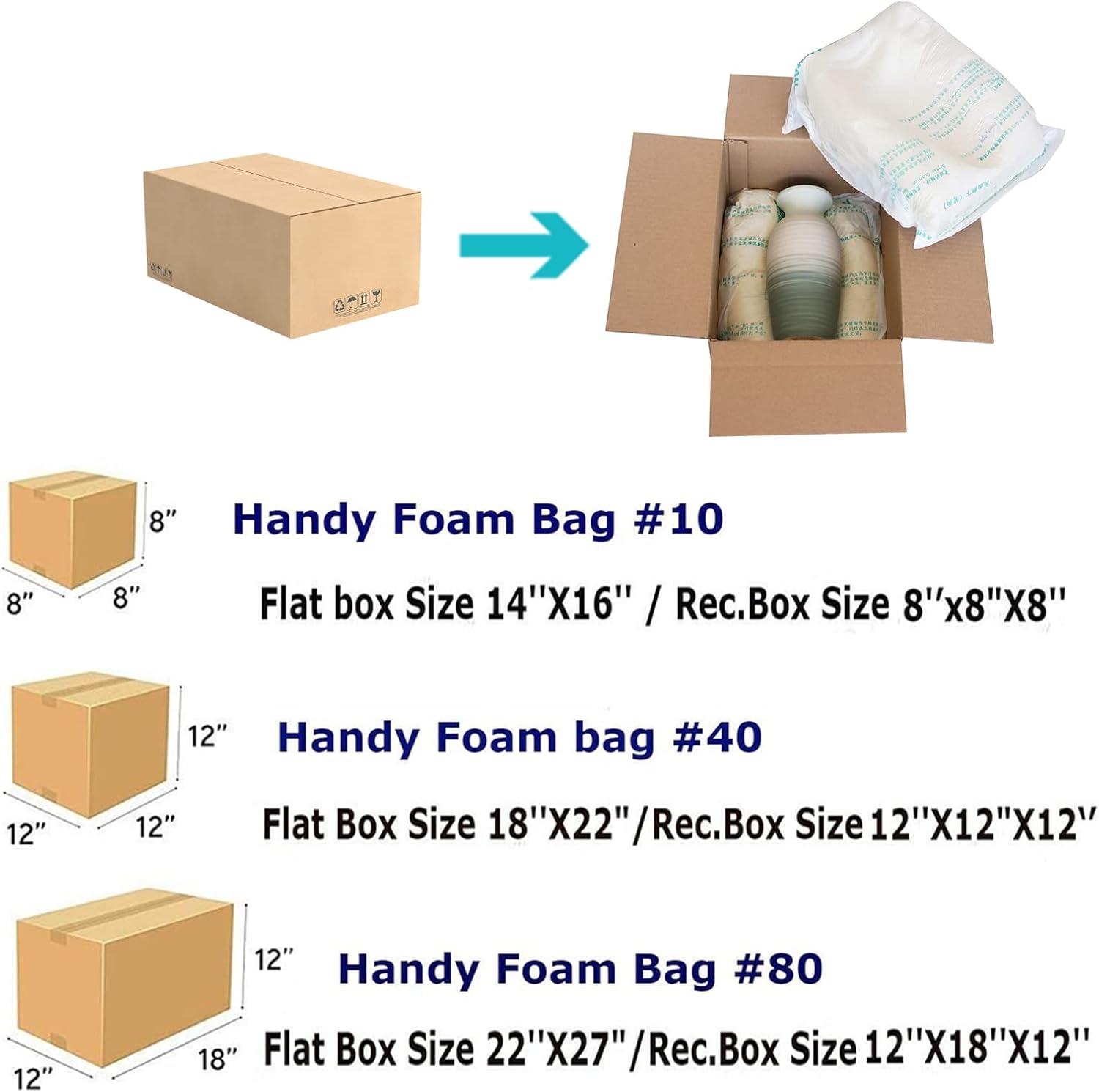 Bolsa de espuma para envío, paquete de 4 bolsas grandes de espuma expansible #40, bolsa de embalaje para embalaje (paquete de 4, 40)
