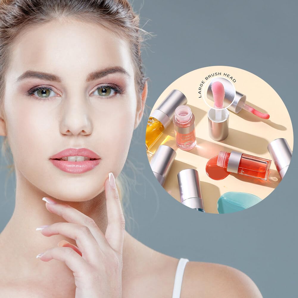 Juego de 3 aceites hidratantes para labios, aceite hidratante para labios, brillo labial, transparente, sin pegajoso, bálsamo labial, cuidado de