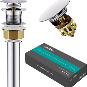 Drenaje de fregadero para baño, drenaje desplegable con tapón de cesta desmontable, filtro de drenaje antiexplosión y antiobstrucción, cromado, sin Drenaje de fregadero para baño, drenaje desplegable con tapón de cesta desmontable, filtro de drenaje antiexplosión y antiobstrucción, cromado, sin