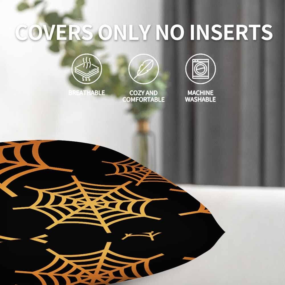 Beabes Fundas de almohada cuadradas de 18 x 18 pulgadas para decoración de telaraña de Halloween, para hombres y mujeres, para sofá, dormitorio,