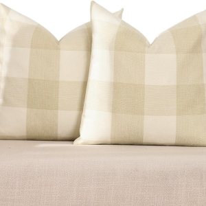 Juego de 2 fundas de almohada para exteriores, color beige y blanco crema de 20 x 20 pulgadas, fundas de almohada a cuadros de búfalo de 20 x 20 Juego de 2 fundas de almohada para exteriores, color beige y blanco crema de 20 x 20 pulgadas, fundas de almohada a cuadros de búfalo de 20 x 20