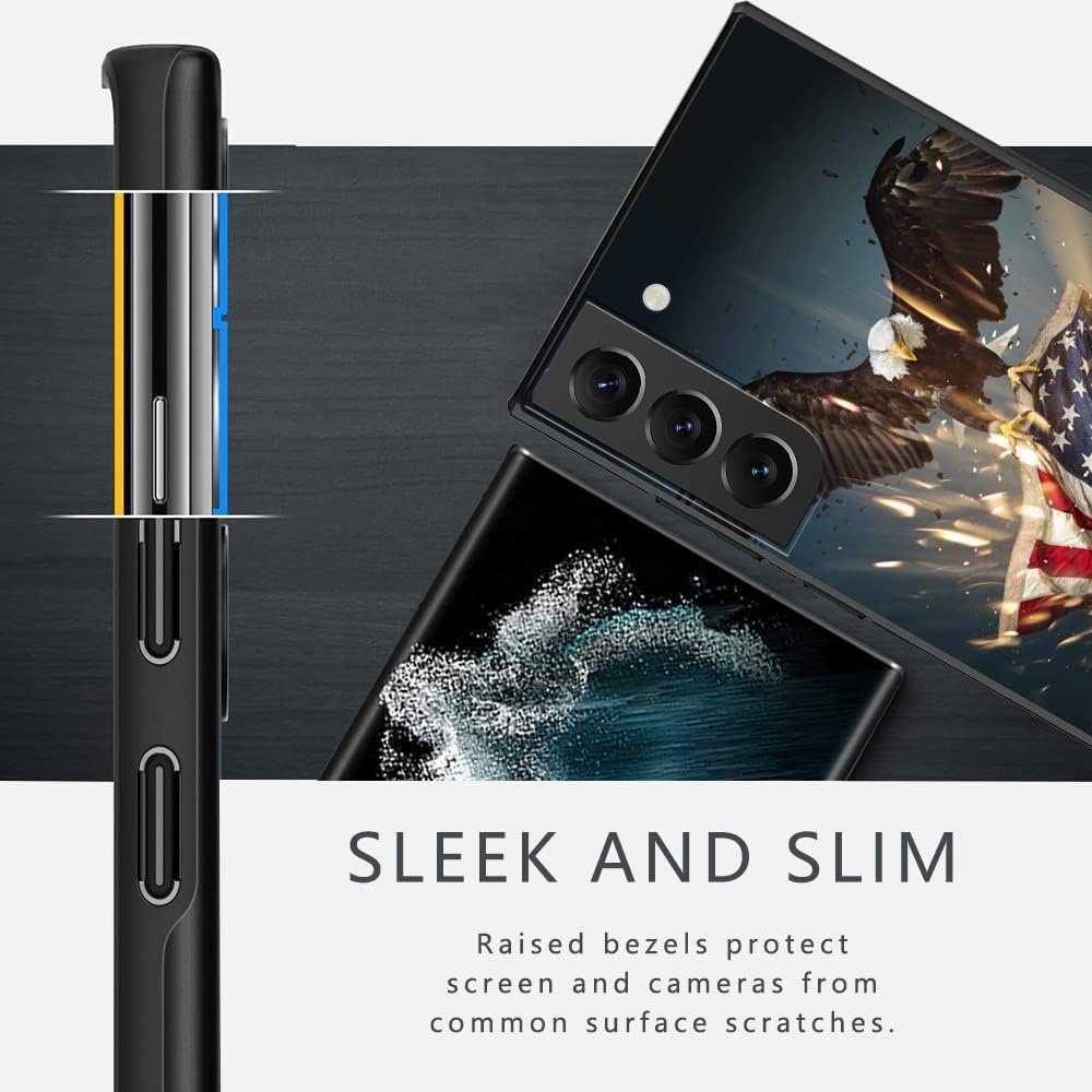 MSEAANBK Funda compatible con Samsung Galaxy S22, diseño de patrón estético de águila y bandera americana, protección de cuerpo completo, a prueba