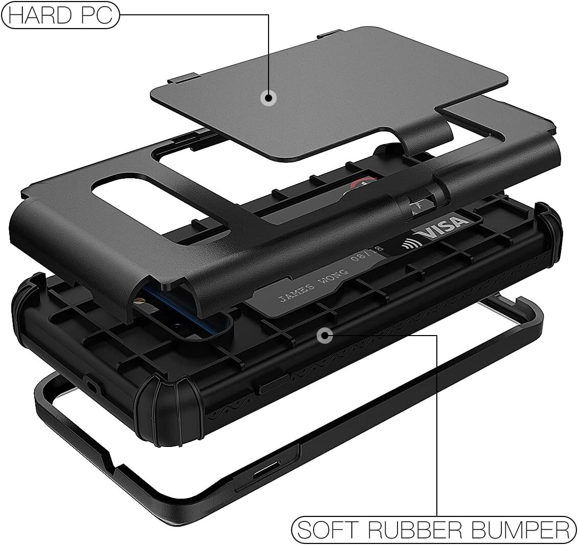 WeLoveCase Funda tipo cartera para Galaxy S10 Defender con espejo oculto, tres capas a prueba de golpes, protección resistente, funda protectora