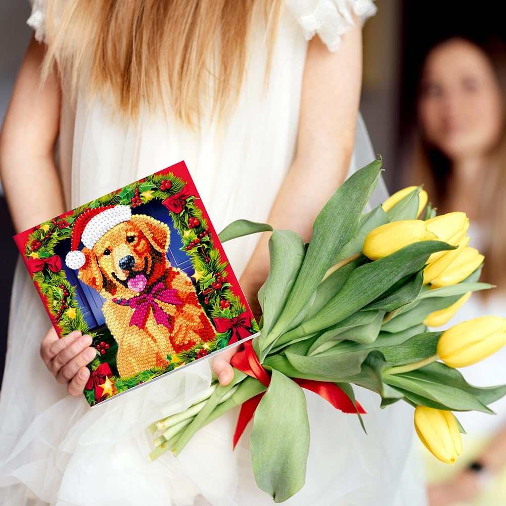 AZURAOKEY 812PCS Tarjeta de taladro de pintura de diamante de Navidad Tarjeta de felicitación Dibujo de diamante Tarjeta de vacaciones Tarjeta de