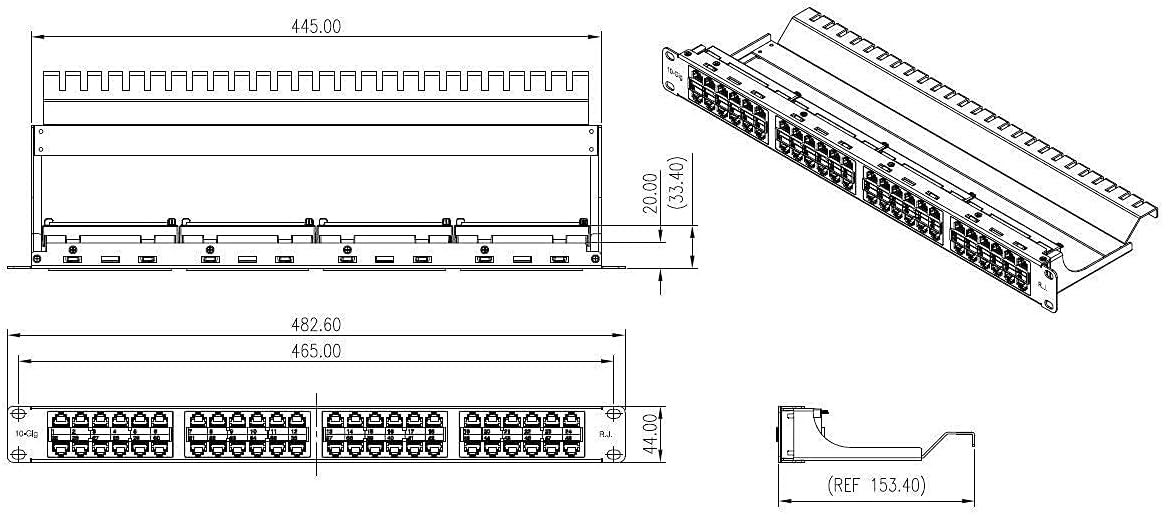 R.J. Enterprises- HDPP-48S-C6A, panel de conexiones-48 Port-One U-No hay acoplador defectuoso-No es necesario menear-10G Ethernet NO rápido