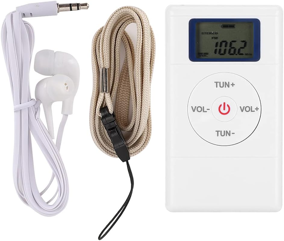 Mini radio digital, radio FM de sintonización portátil, mini radio digital Walkman con cordón y auriculares para interpretación simultáneadeportes