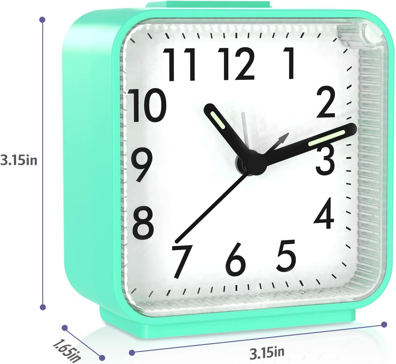 JXTZ Reloj despertador analógico, reloj de noche alimentado por batería, reloj de viaje silencioso sin tictac con luz nocturna, repetición, fácil de