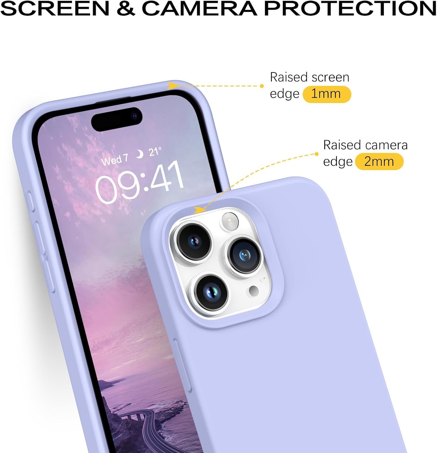 BENTOBEN Funda para iPhone 15 Pro Max, funda de silicona suave, goma de gel, forro de microfibra, parte trasera dura, a prueba de golpes, funda