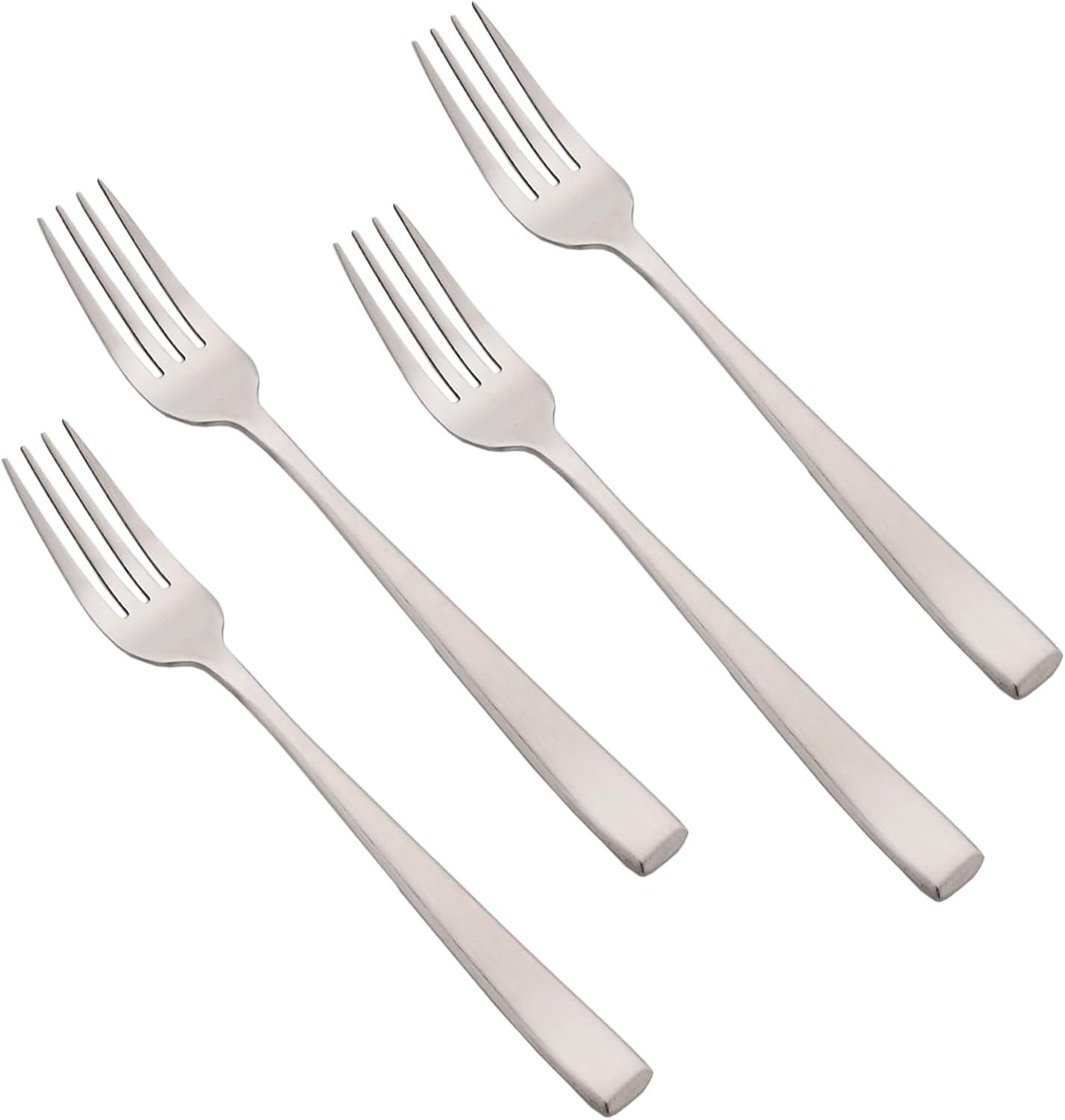 JASHII Juego de 4 tenedores de postre de acero inoxidable 304 con acabado satinado de plata mate, 7.28 pulgadas, para ensalada, aperitivos, mini