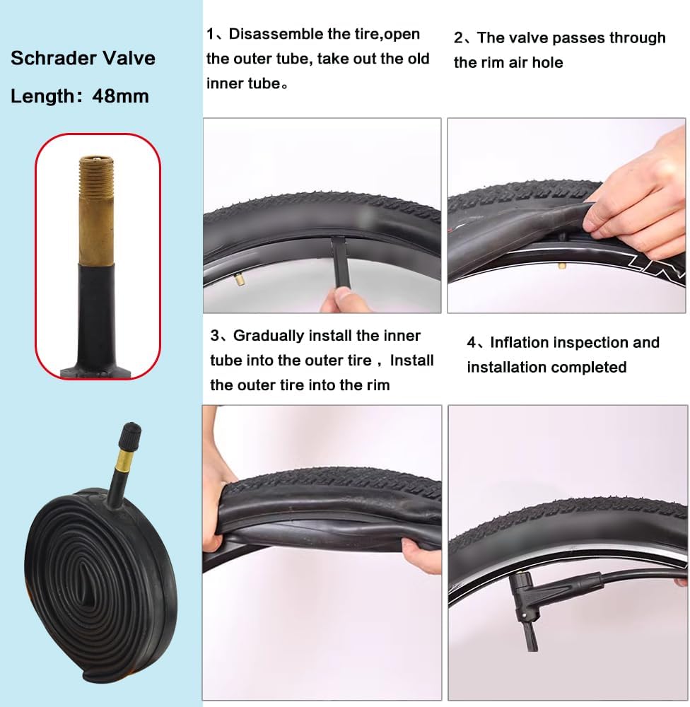 Paquete de 2 neumáticos de bicicleta de 700 x 23C25C28C35C38C Plus tubos interiores de bicicleta, válvula Presta de 1.890 in o válvula Schrader de