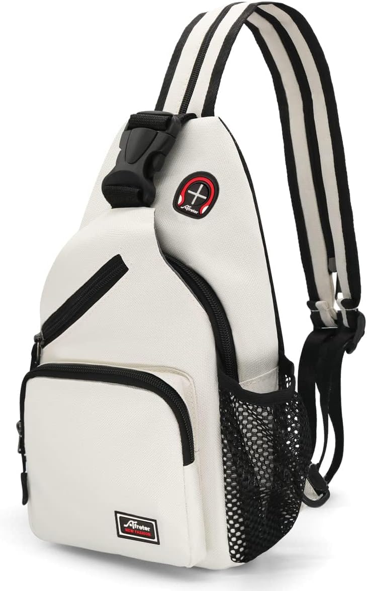 Mochila cruzada para hombres y mujeres, mochila de hombro, mochila de viaje, senderismo, bolsa de pecho, Blanco, Mochilas Sling