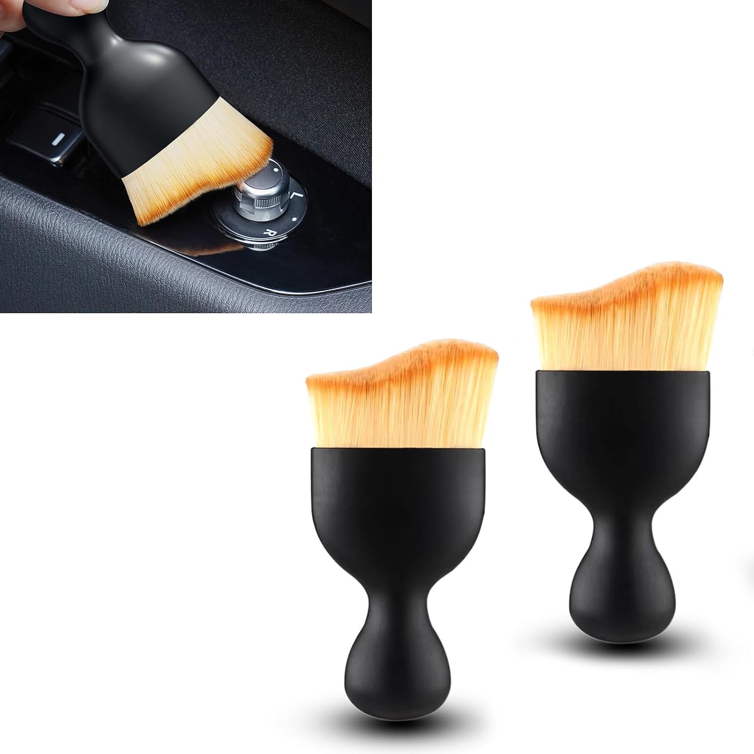 ZKFAR 2 cepillos de polvo para interiores de automóvil, cerdas suaves, herramienta de limpieza universal para limpiar el polvo, cepillo universal de